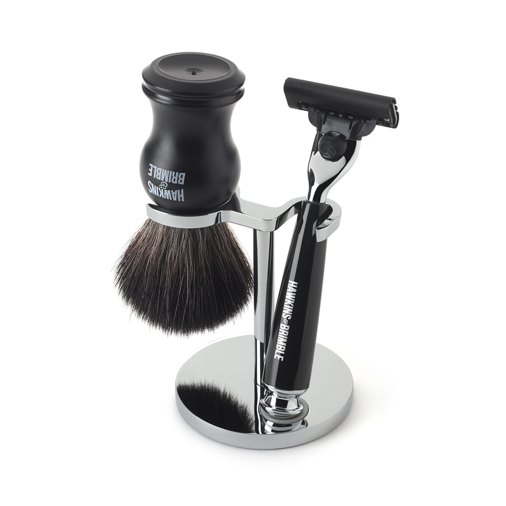 Support chromé pour rasoir et brosse
