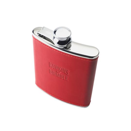 Red Leather 6oz Hip Flask -  - Hawkins & Brimble Barbershop Male Grooming Products for Beards and Hair